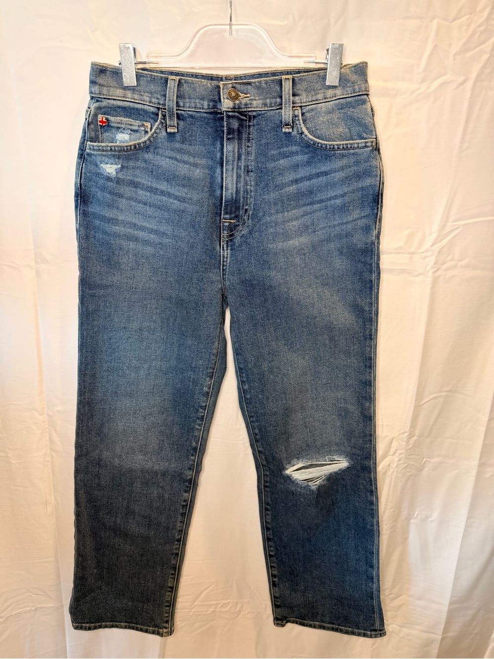 Hudson Jeans Women's Straight Leg Distressed Blue Denim